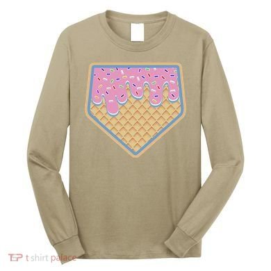 Baseball Ice Cream Dripping Baseball Home Plate Drip Long Sleeve Shirt