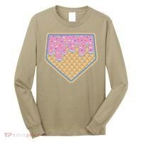 Baseball Ice Cream Dripping Baseball Home Plate Drip Long Sleeve Shirt thumb 0
