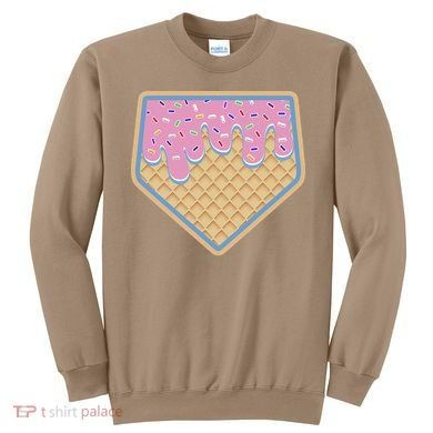 Baseball Ice Cream Dripping Baseball Home Plate Drip Sweatshirt