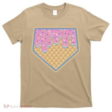Baseball Ice Cream Dripping Baseball Home Plate Drip T-Shirt