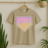 Baseball Ice Cream Dripping Baseball Home Plate Drip T-Shirt thumb 2