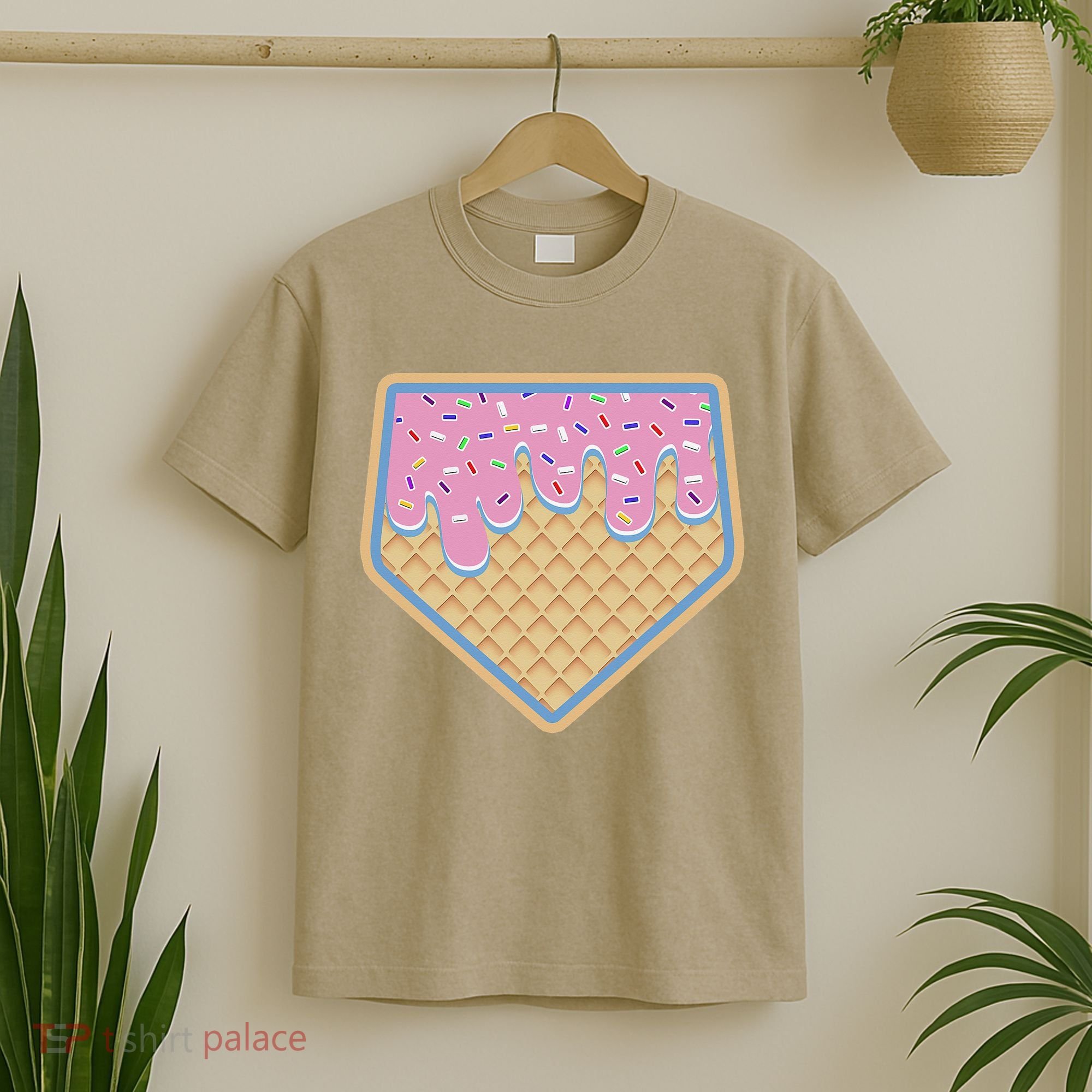 Baseball Ice Cream Dripping Baseball Home Plate Drip T-Shirt