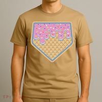 Baseball Ice Cream Dripping Baseball Home Plate Drip T-Shirt thumb 3
