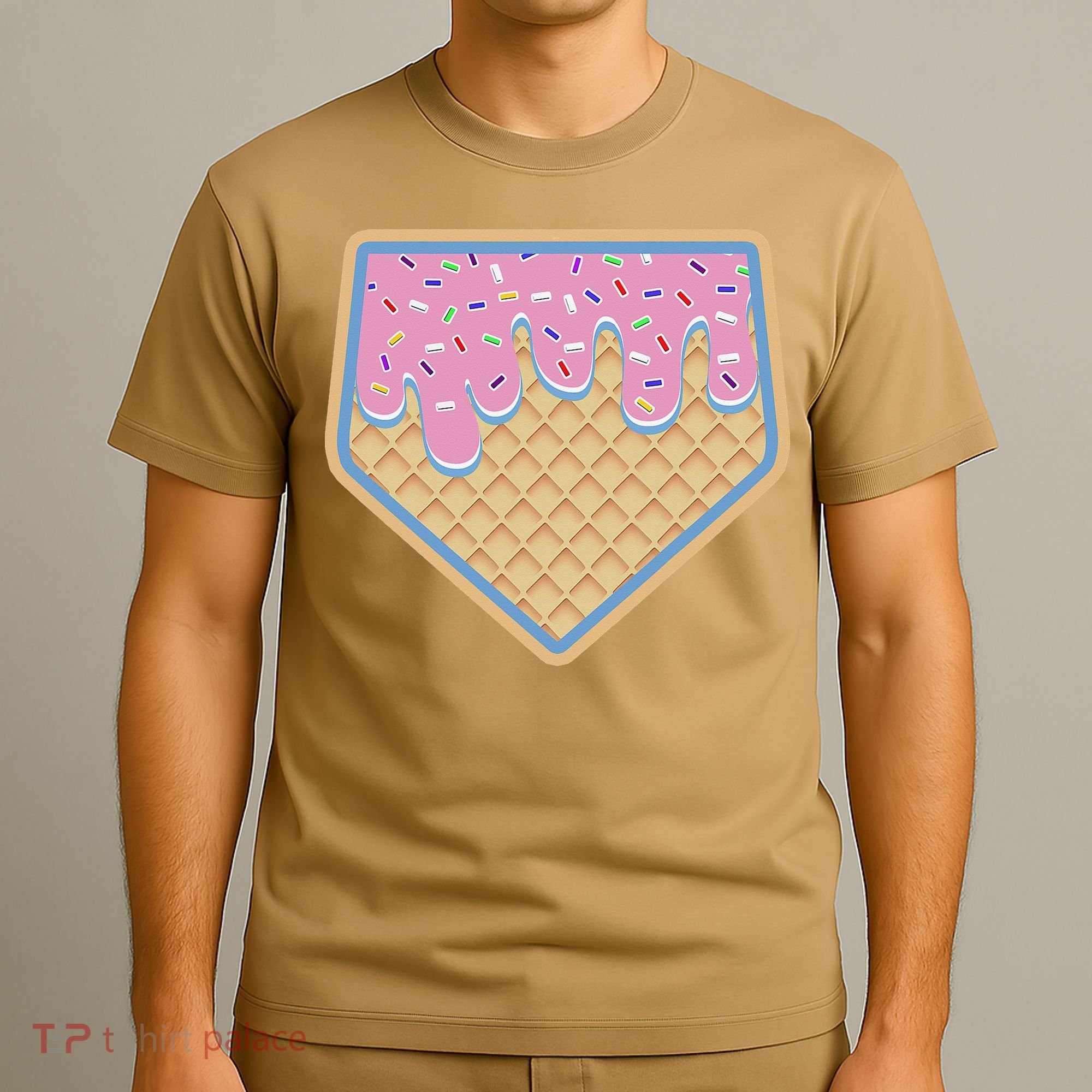 Baseball Ice Cream Dripping Baseball Home Plate Drip T-Shirt