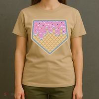 Baseball Ice Cream Dripping Baseball Home Plate Drip T-Shirt thumb 4