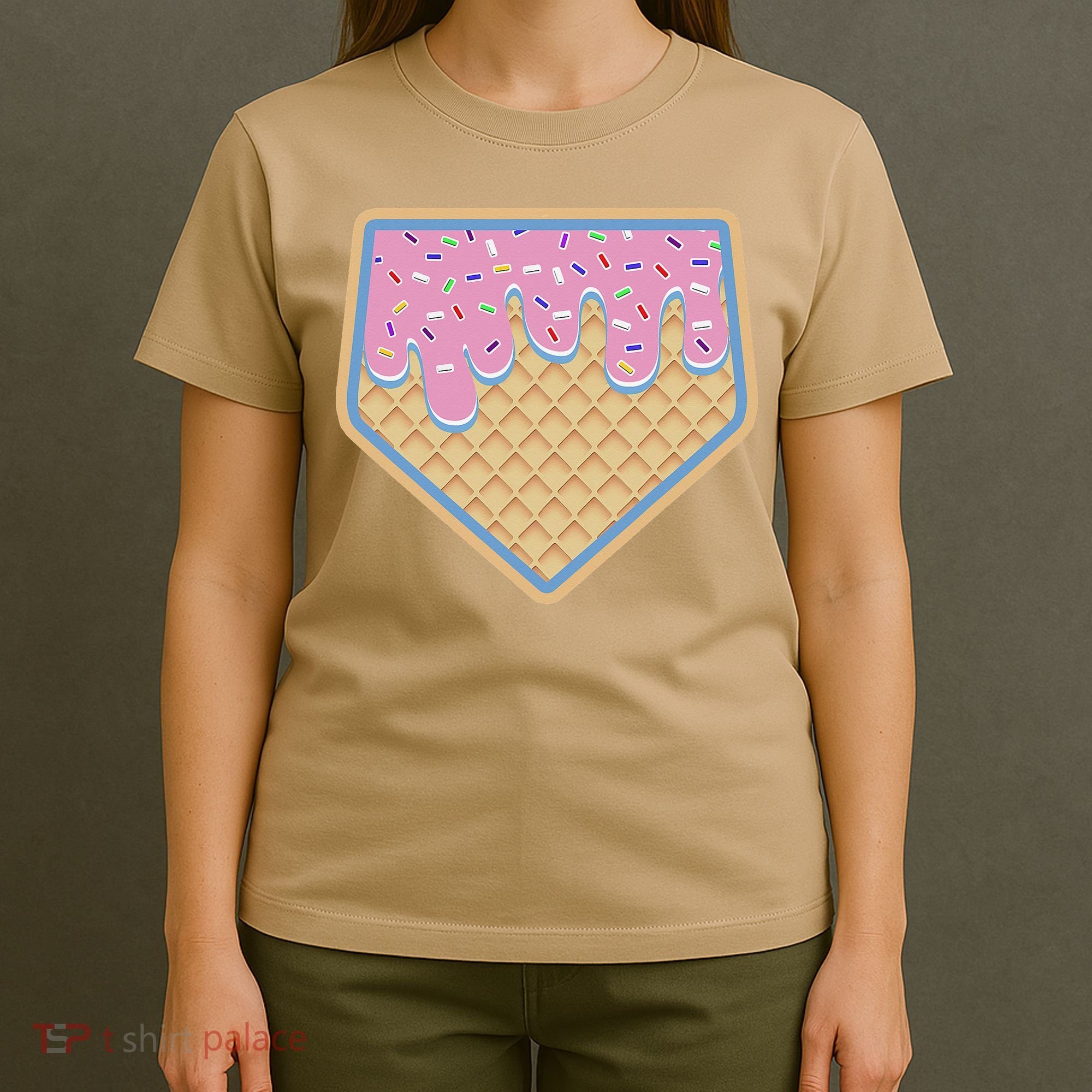 Baseball Ice Cream Dripping Baseball Home Plate Drip T-Shirt