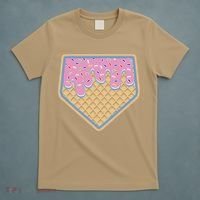 Baseball Ice Cream Dripping Baseball Home Plate Drip T-Shirt thumb 5