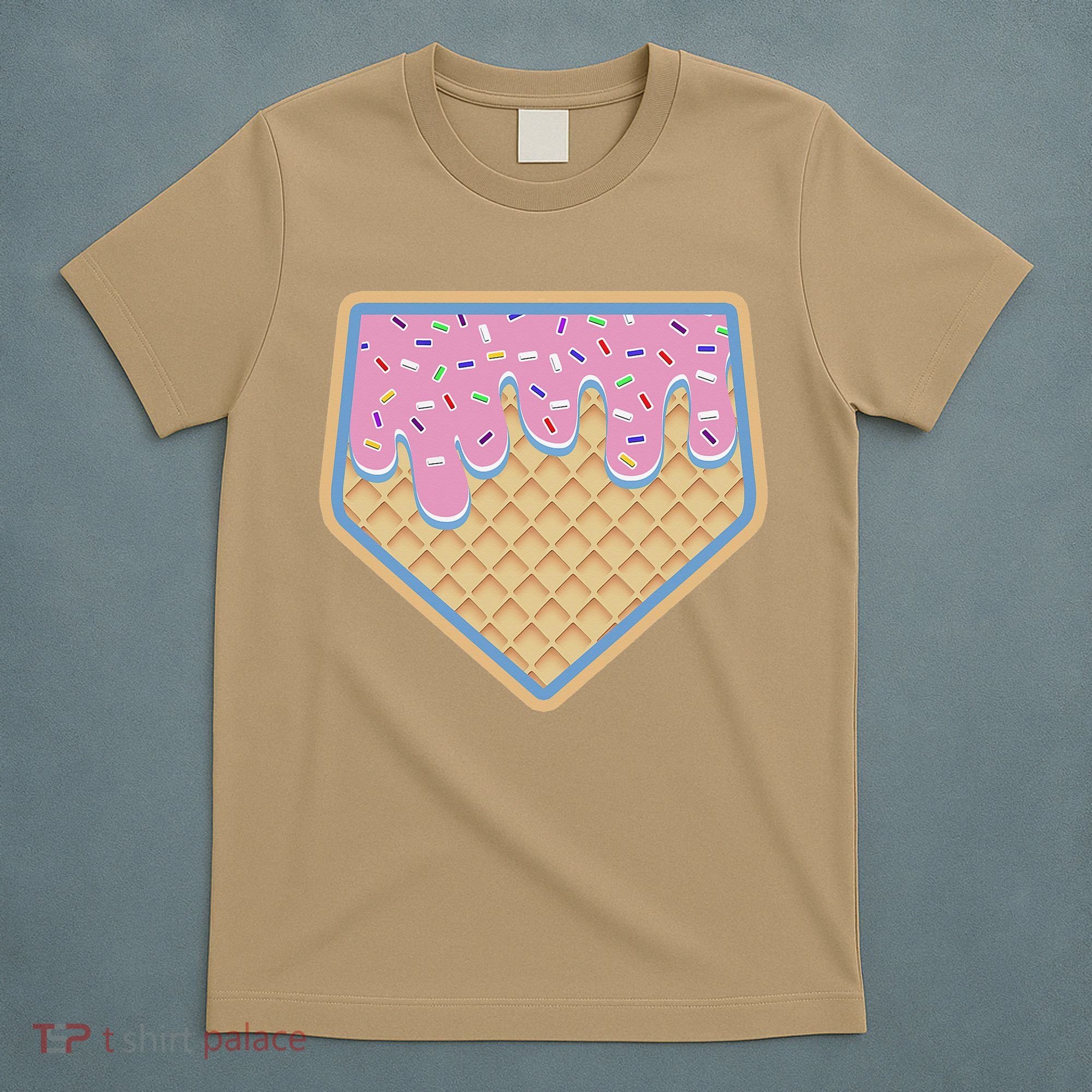 Baseball Ice Cream Dripping Baseball Home Plate Drip T-Shirt