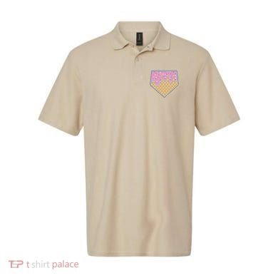 Baseball Ice Cream Dripping Baseball Home Plate Drip Polo