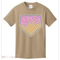Baseball Ice Cream Dripping Baseball Home Plate Drip Kids T-Shirt thumb 0
