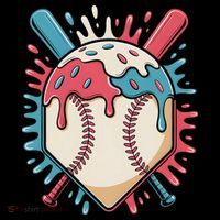Baseball Ice Cream Dripping Baseball Home Plate Drip Doggie Tank thumb 4