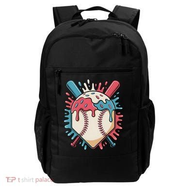Baseball Ice Cream Dripping Baseball Home Plate Drip Backpack