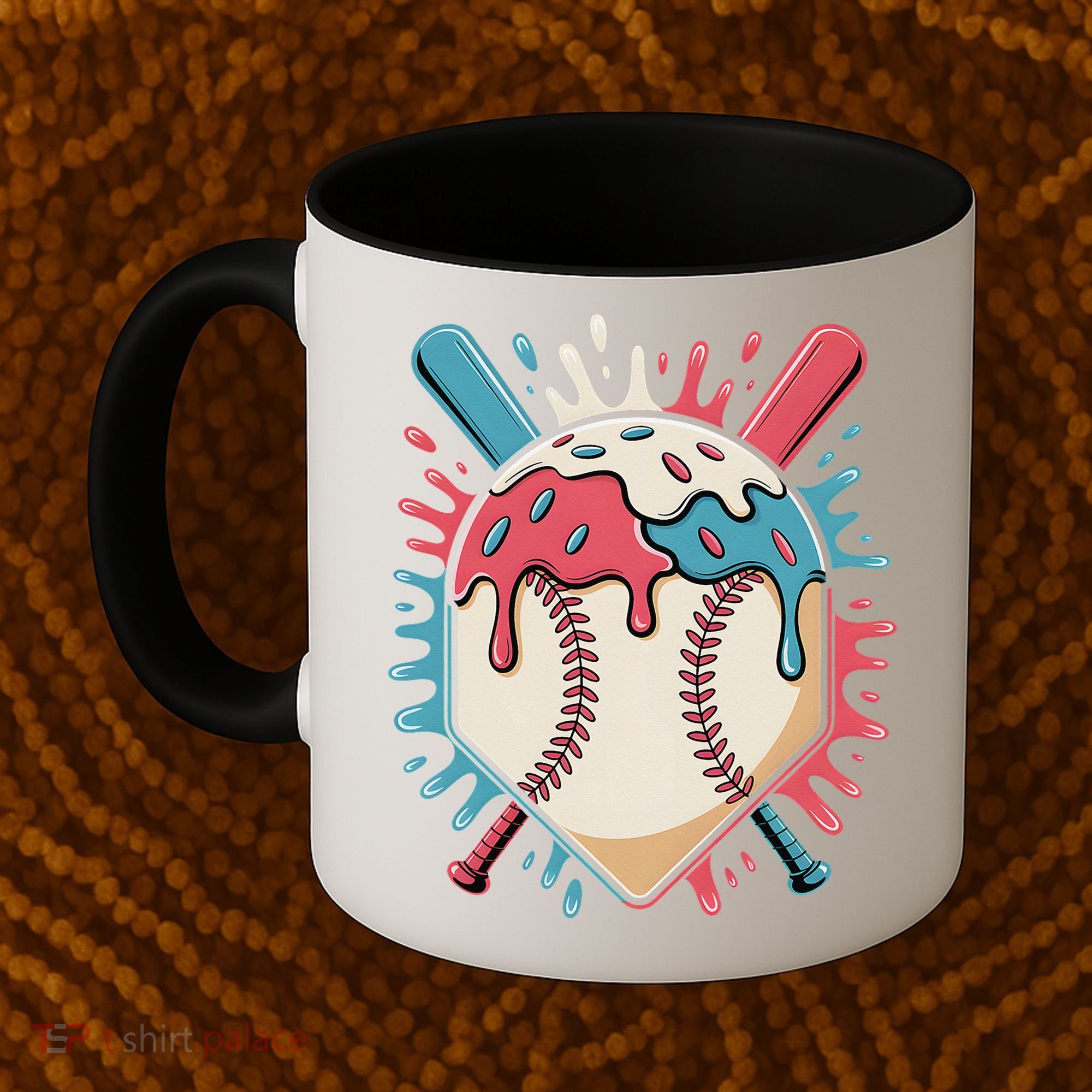 Baseball Ice Cream Dripping Baseball Home Plate Drip Coffee Mug