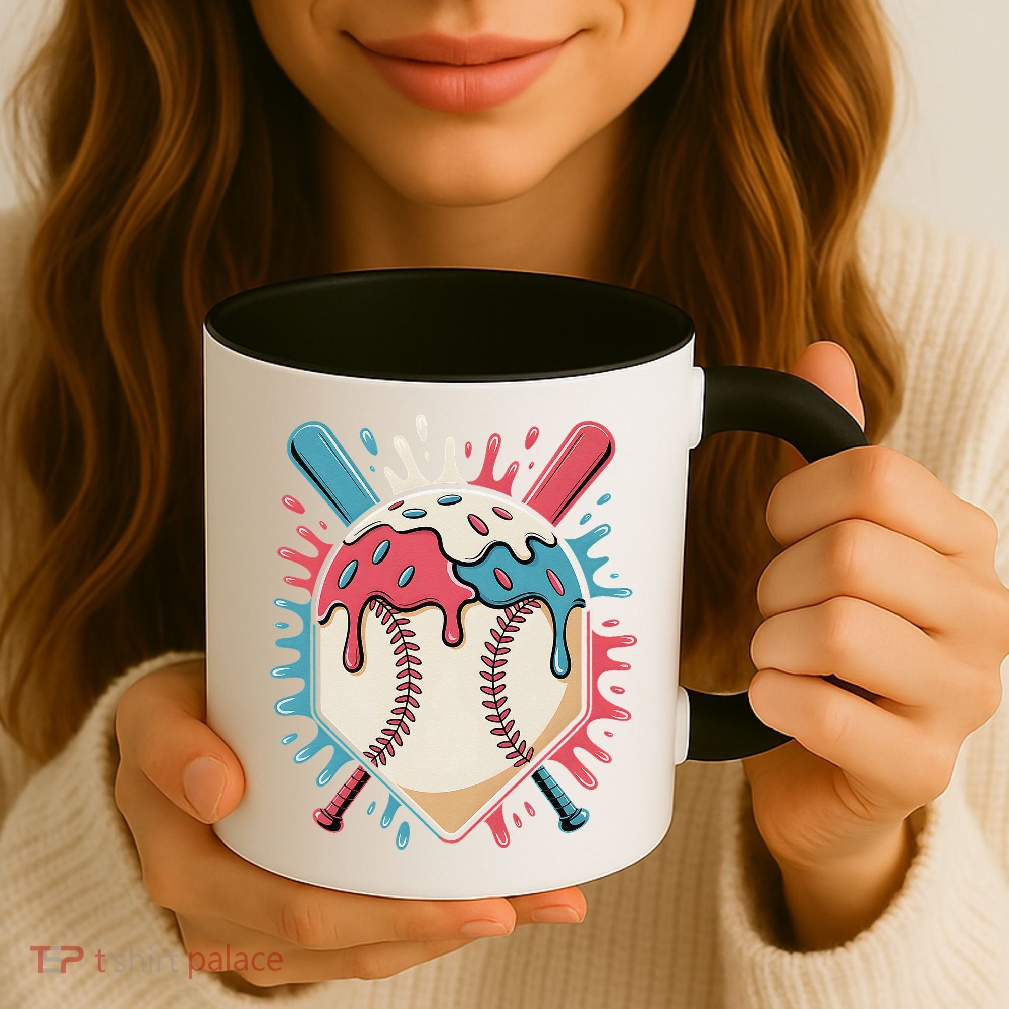Baseball Ice Cream Dripping Baseball Home Plate Drip Coffee Mug