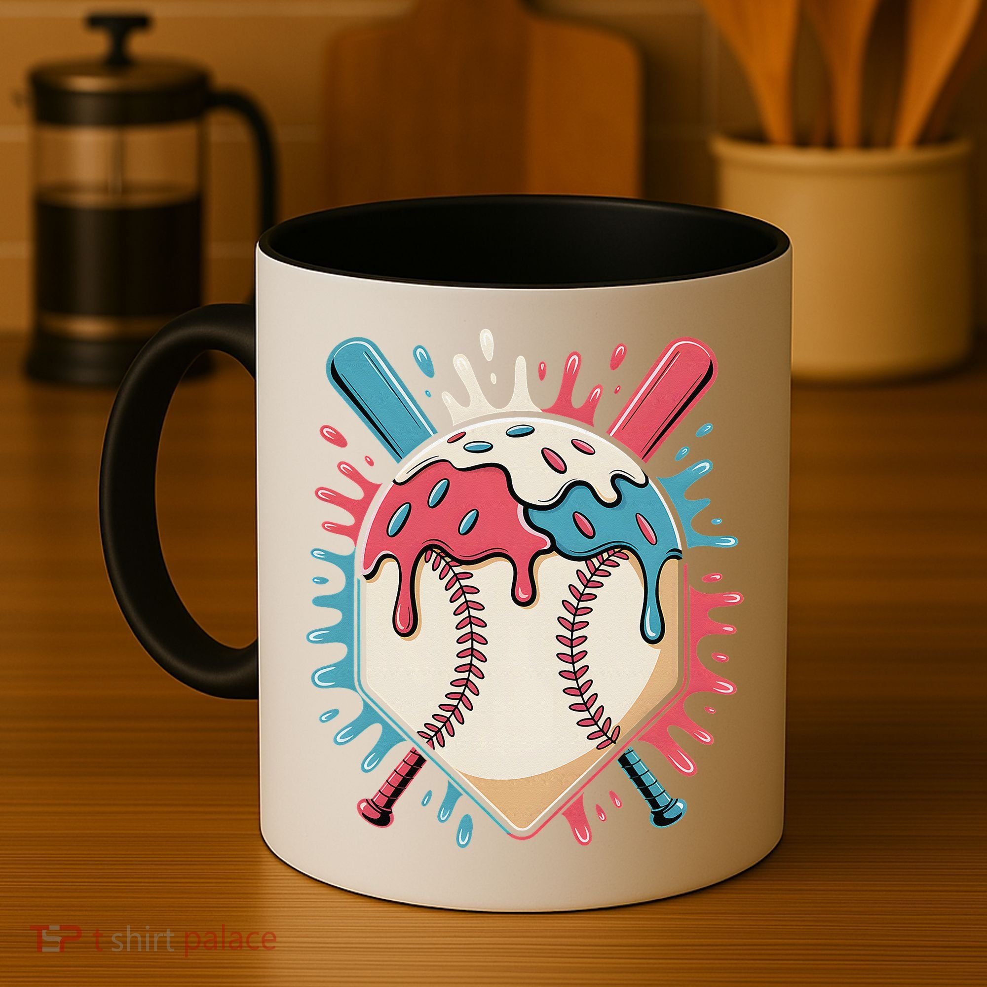 Baseball Ice Cream Dripping Baseball Home Plate Drip Coffee Mug