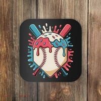 Baseball Ice Cream Dripping Baseball Home Plate Drip Coaster thumb 0