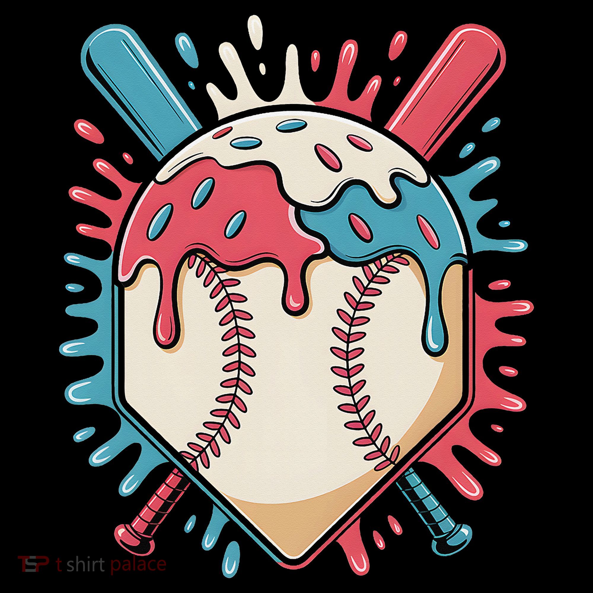 Baseball Ice Cream Dripping Baseball Home Plate Drip Coaster
