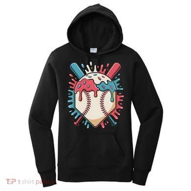 Baseball Ice Cream Dripping Baseball Home Plate Drip Women's Hoodie