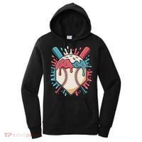 Baseball Ice Cream Dripping Baseball Home Plate Drip Women's Hoodie thumb 0