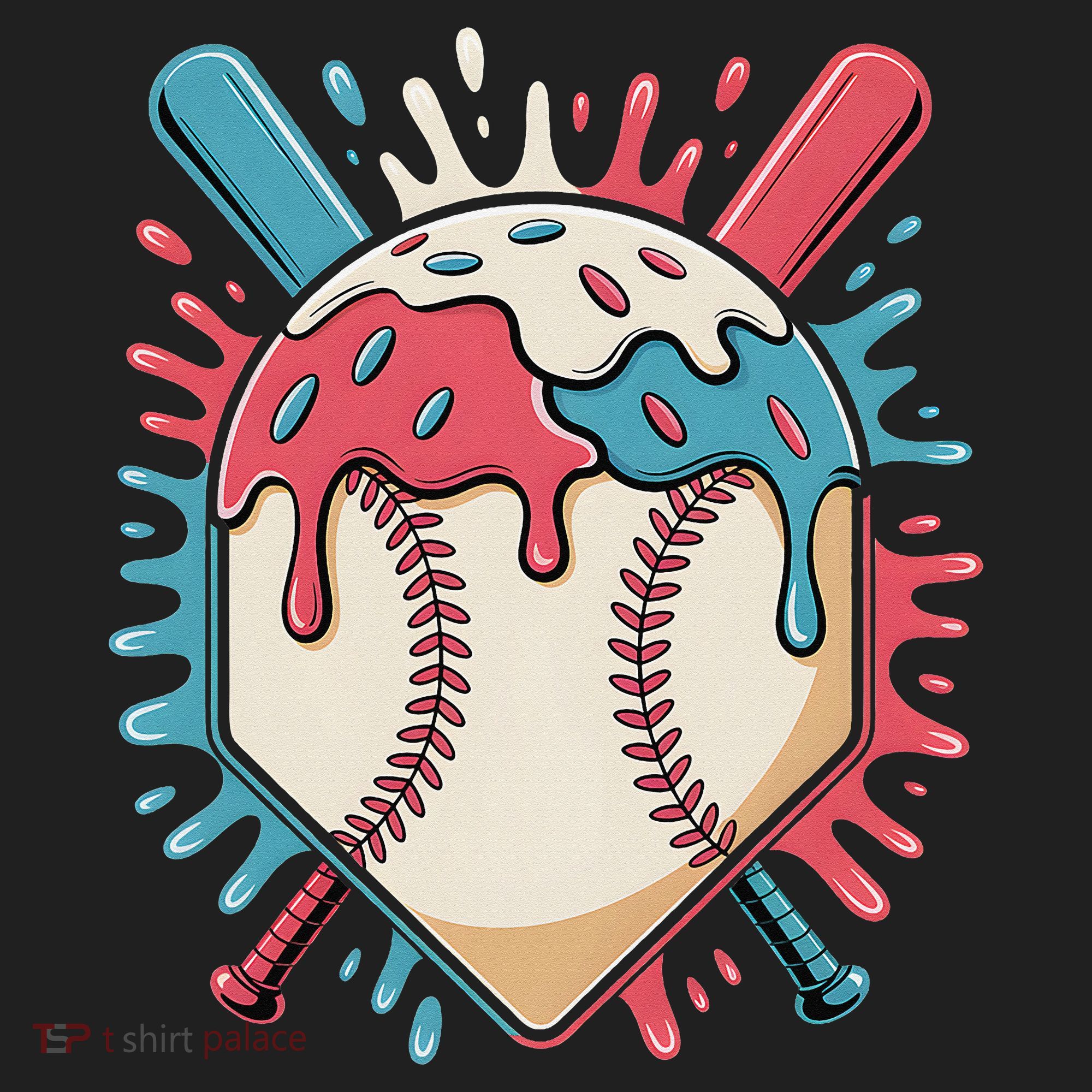 Baseball Ice Cream Dripping Baseball Home Plate Drip Tumbler