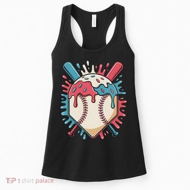 Baseball Ice Cream Dripping Baseball Home Plate Drip Women's Tank Top