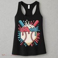 Baseball Ice Cream Dripping Baseball Home Plate Drip Women's Tank Top thumb 3