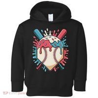 Baseball Ice Cream Dripping Baseball Home Plate Drip Toddler Hoodie thumb 0
