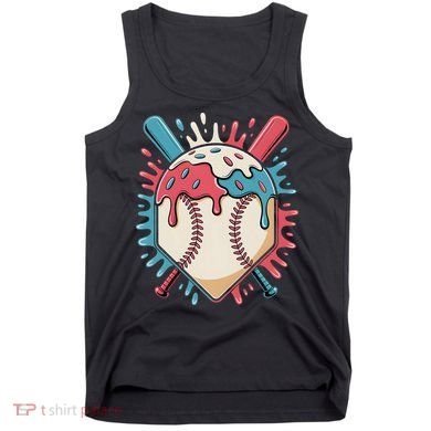 Baseball Ice Cream Dripping Baseball Home Plate Drip Tank Top