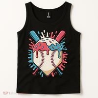 Baseball Ice Cream Dripping Baseball Home Plate Drip Tank Top thumb 2