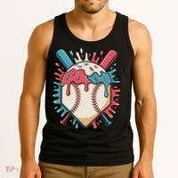 Baseball Ice Cream Dripping Baseball Home Plate Drip Tank Top thumb 3