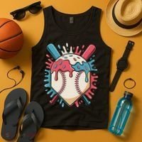 Baseball Ice Cream Dripping Baseball Home Plate Drip Tank Top thumb 4