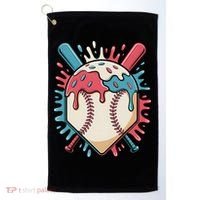 Baseball Ice Cream Dripping Baseball Home Plate Drip Golf Towel thumb 0