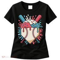 Baseball Ice Cream Dripping Baseball Home Plate Drip Women's T-Shirt thumb 0