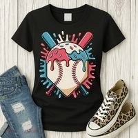 Baseball Ice Cream Dripping Baseball Home Plate Drip Women's T-Shirt thumb 3