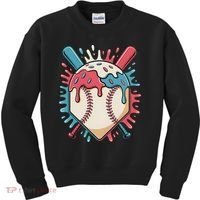 Baseball Ice Cream Dripping Baseball Home Plate Drip Kids Sweatshirt thumb 0