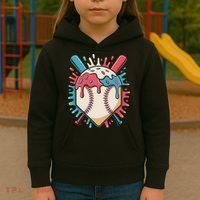 Baseball Ice Cream Dripping Baseball Home Plate Drip Kids Hoodie thumb 3