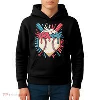 Baseball Ice Cream Dripping Baseball Home Plate Drip Kids Hoodie thumb 4
