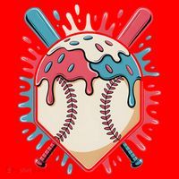 Baseball Ice Cream Dripping Baseball Home Plate Drip Santa Hat thumb 1