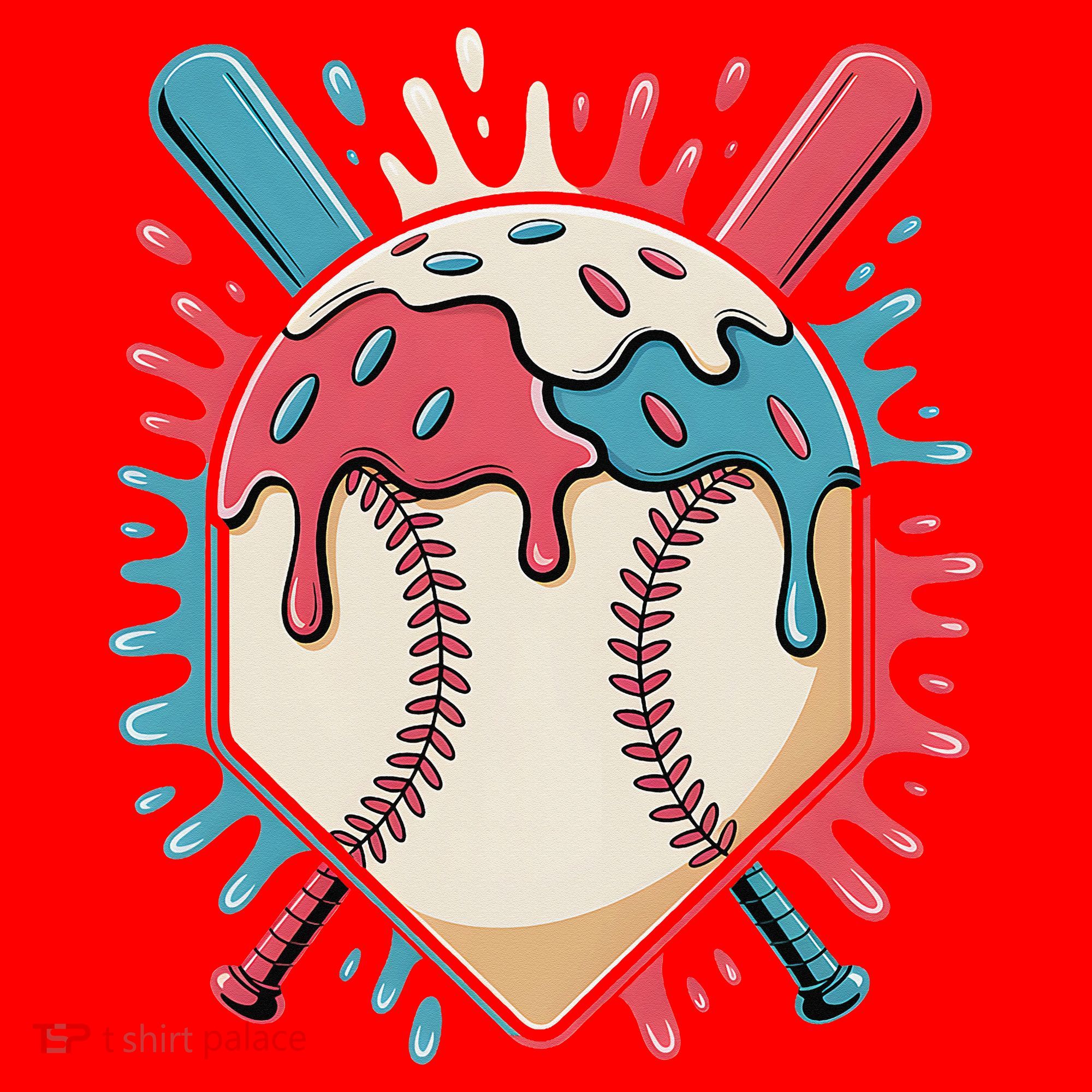 Baseball Ice Cream Dripping Baseball Home Plate Drip Santa Hat