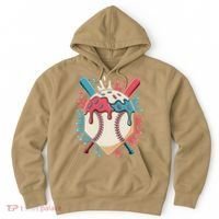 Baseball Ice Cream Dripping Baseball Home Plate Drip Hoodie thumb 0