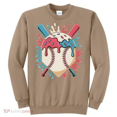 Baseball Ice Cream Dripping Baseball Home Plate Drip Sweatshirt