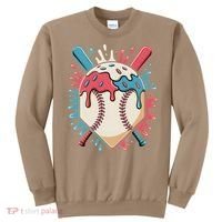 Baseball Ice Cream Dripping Baseball Home Plate Drip Sweatshirt thumb 0