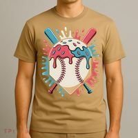 Baseball Ice Cream Dripping Baseball Home Plate Drip T-Shirt thumb 3