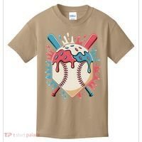 Baseball Ice Cream Dripping Baseball Home Plate Drip Kids T-Shirt thumb 0