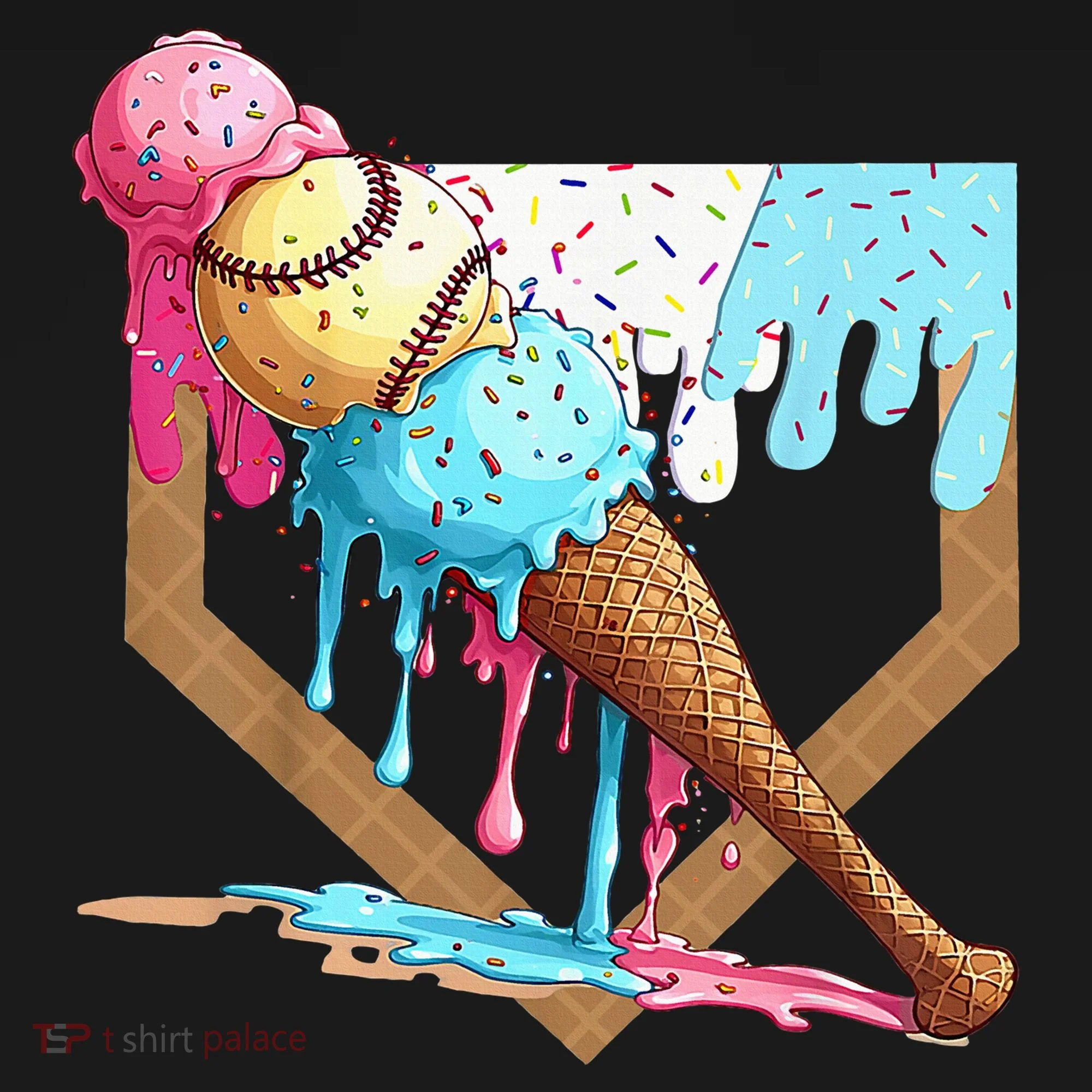 Baseball Ice Cream Dripping Drip Doggie Tank