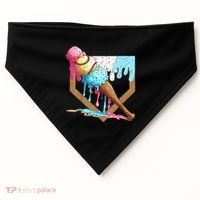 Baseball Ice Cream Dripping Drip USA-Made Doggie Bandana thumb 0