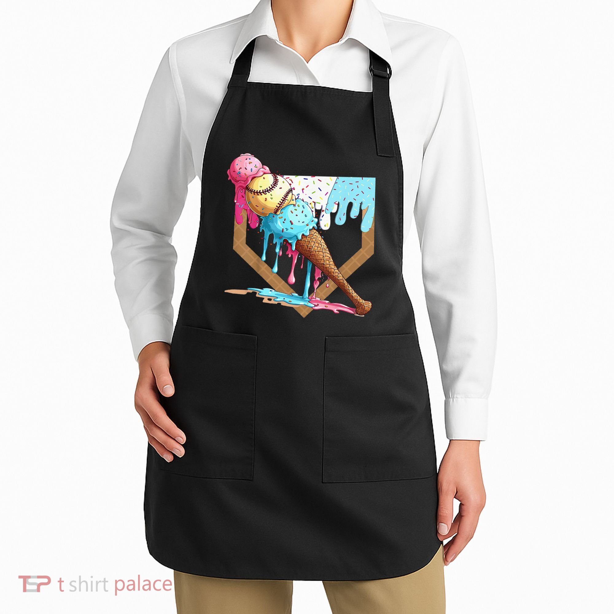 Baseball Ice Cream Dripping Drip Apron