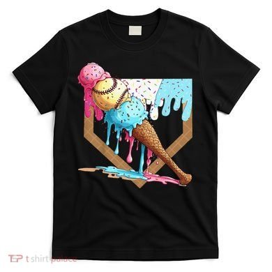 Baseball Ice Cream Dripping Drip T-Shirt