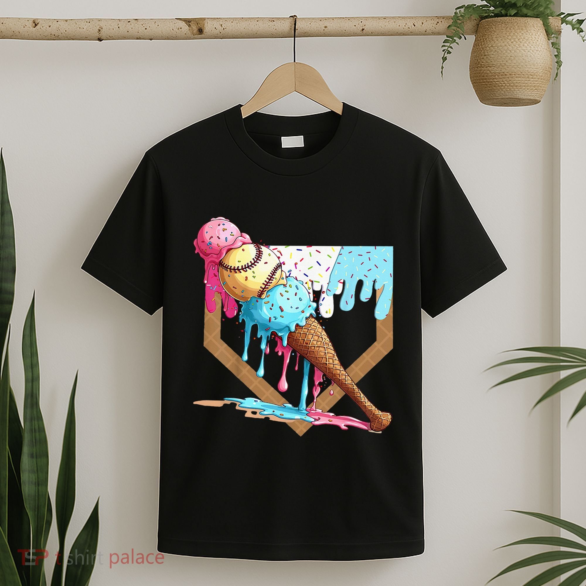 Baseball Ice Cream Dripping Drip T-Shirt