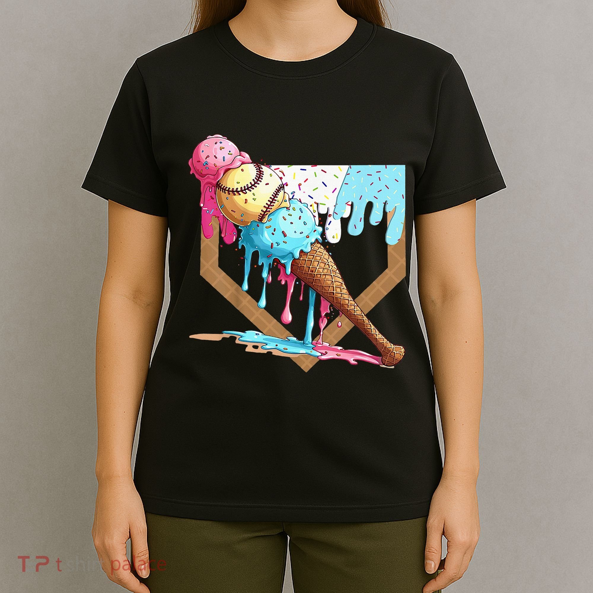 Baseball Ice Cream Dripping Drip T-Shirt
